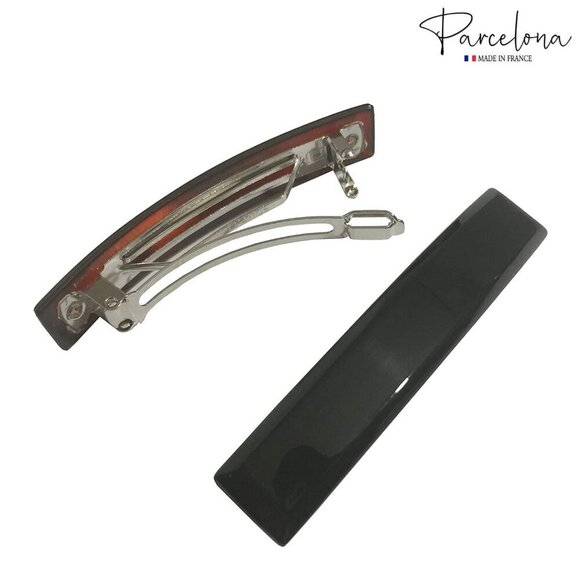 French Hair Clips Set of 2 Black Shell Brown Celluloid Strong Hold Barrette main image 9